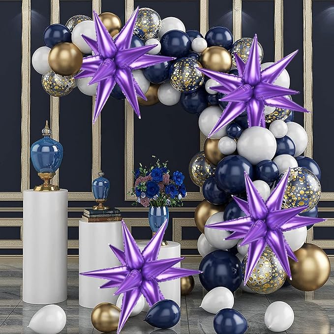 60 Pcs Star Balloons Explosion 12 Point Foil Cone Balloons Magic Balloon Large - Image 5