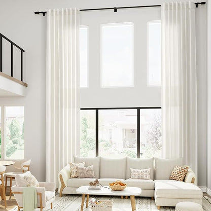 Extra Long Cream Linen Curtains 240 Inch Length 2 Panels - Image 7