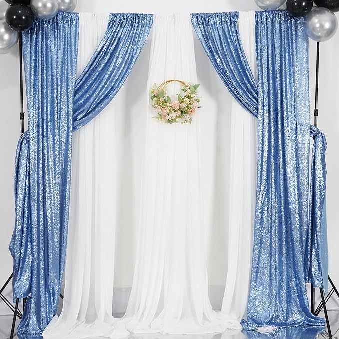 Poise3EHome Baby Blue Sequin Backdrop Curtain - Image 5