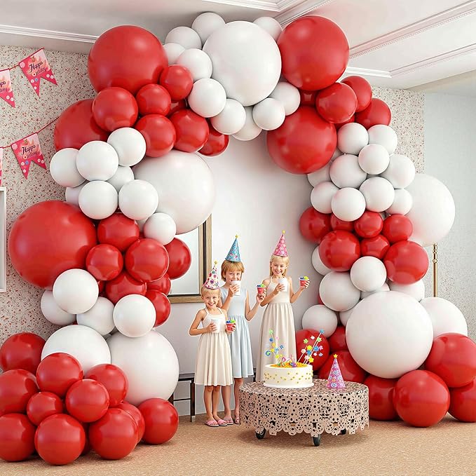 412Pcs Red and White Balloon Garland Arch kit, 18 12 10 5 Inch Different Size - Image 5