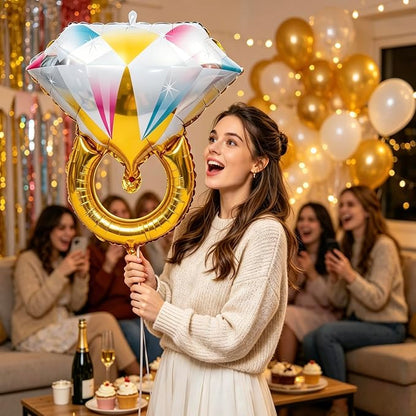 4Pcs Diamond Ring Balloon, 19.7x20.5 In Large Diamond Ring Wedding Balloons - Image 3