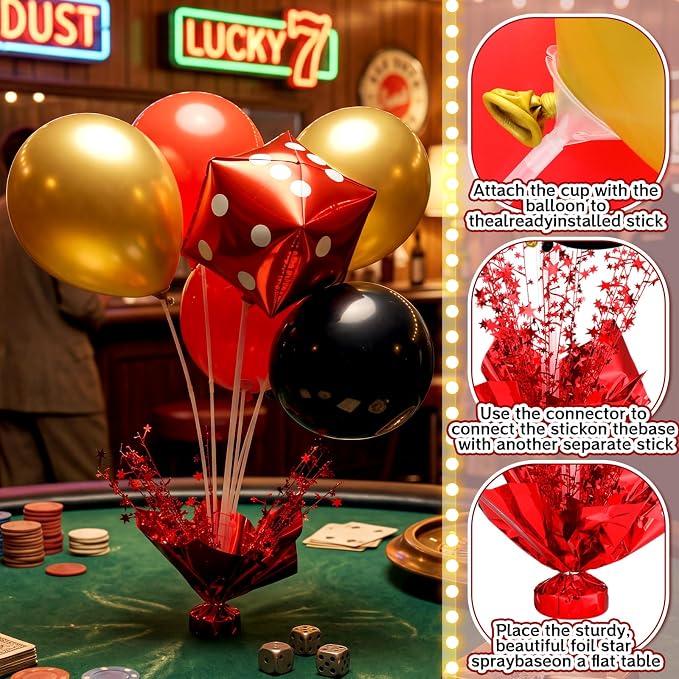 Civaner Casino Party Balloons Stand Kit 6 Sets, and Yellow - Image 5