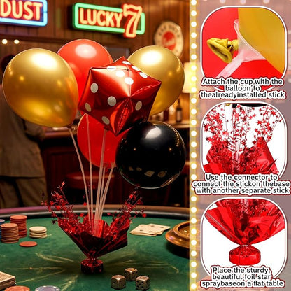Civaner Casino Party Balloons Stand Kit 6 Sets, and Yellow - Image 5