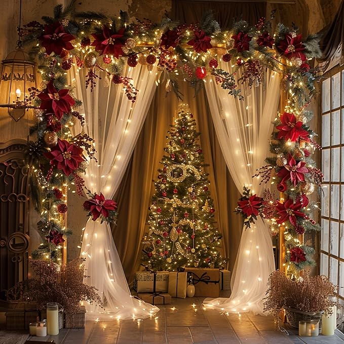 Tulle Backdrop Curtains with Lights Sheer White Curtain Backdrop 30x8ft | Tulle - Image 6