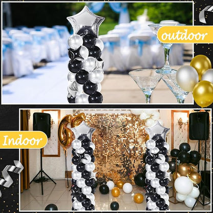 Gejoy 110 Pcs Black Silver Balloons Column Stand Kit Adjustable Tower Stand - Image 7