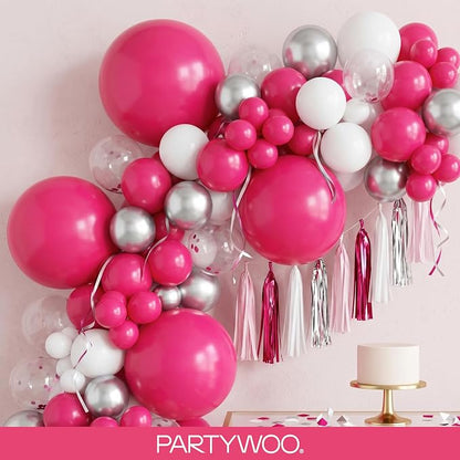 PartyWoo Hot Pink Balloons 140pcs Magenta Fuchsia Color 18 12 10 5 Inch | 18 12 - Image 8