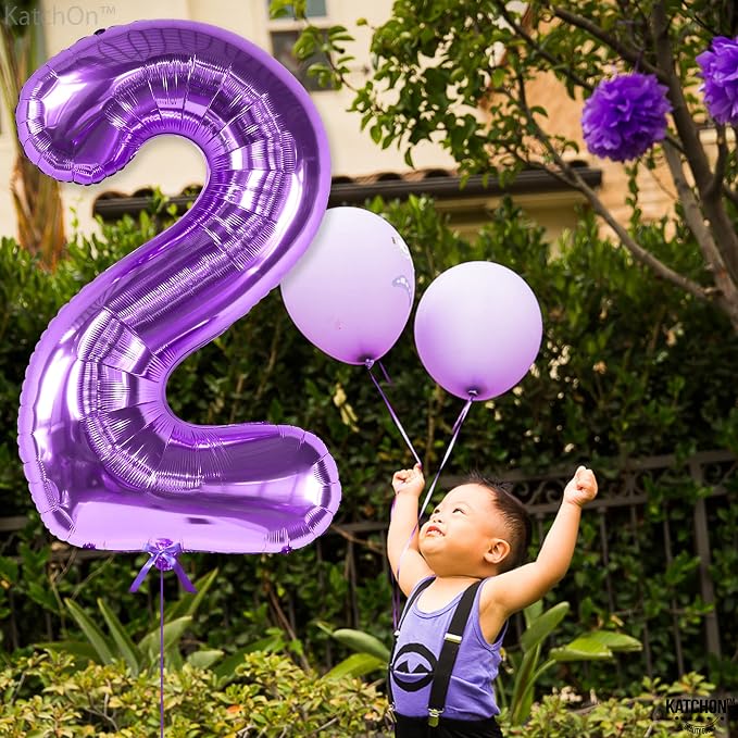 KatchOn Purple Number 2 Balloon 40 Inch 2nd Birthday Decorations - Image 5