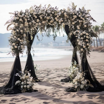 Black Wedding Arch Draping Fabric Backdrop Drapes Sheer 3 Panels | 28.7"x20FT - Image 6