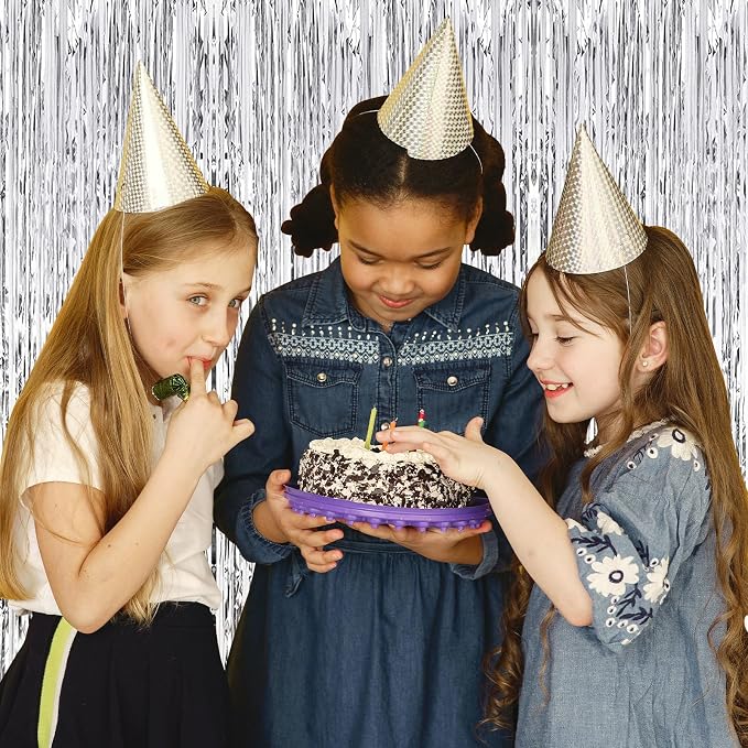 10 Pack Silver Backdrop Curtain 3.2ft x 8.2ft Metallic Tinsel Foil Fringe - Image 5