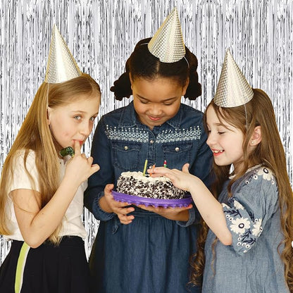 10 Pack Silver Backdrop Curtain 3.2ft x 8.2ft Metallic Tinsel Foil Fringe - Image 5