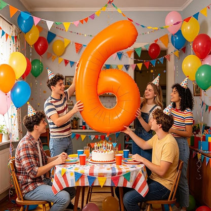 Fluorescent Orange Number Balloon 40 inch Giant Foil Helium Balloons Orange - Image 3