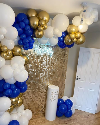 201Pcs Royal Blue and Gold Balloon Arch Kit, Explosion Star Blue Gold and White - Image 6