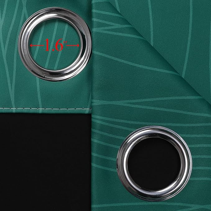 Green and Greyish White Blackout Curtains, Full Light Blocking Gradient Grommet - Image 7
