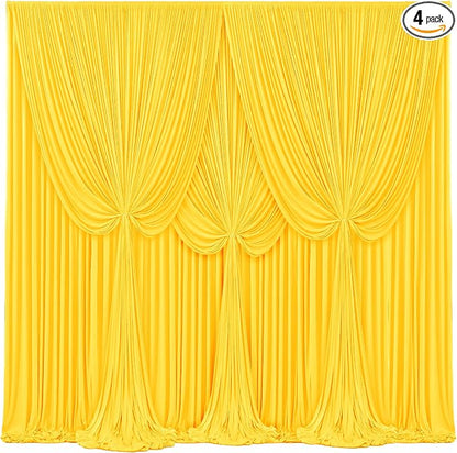 4 Panels Yellow Backdrop Curtains by Tao-GePartyDecorations