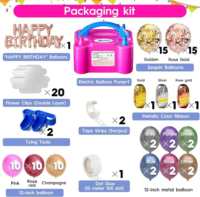 Balloon Pump Electric, Portable Balloon Inflator, Dual Nozzle 110v 600w - Image 2