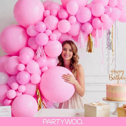 PartyWoo Pink Balloons 100pcs Matte Pink Color 36 18 12 10 5 Inch | 36 18 12 10 - Image 10