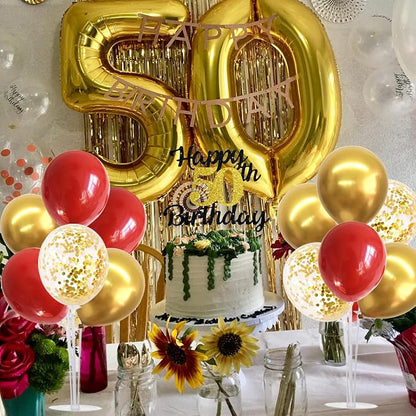 TONIFUL 4 Set Red Gold Balloon Stand Balloon Centerpieces - Image 4