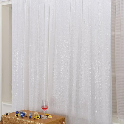 Poise3EHome White Sequin Backdrop, 6FT x 8FT Sequin Photography Backdrop Curtain - Image 2
