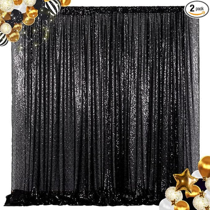 ShinyBeauty 4FTx8FT Black Sequin Backdrop, Sequin Photo Booth Backdrop by ShinyBeauty