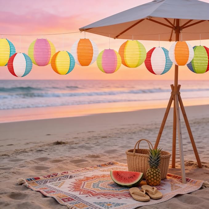 ‎Renbuzhu 60PCS Pool Party Decorations Beach Ball Paper Lanterns Bulk - Image 6