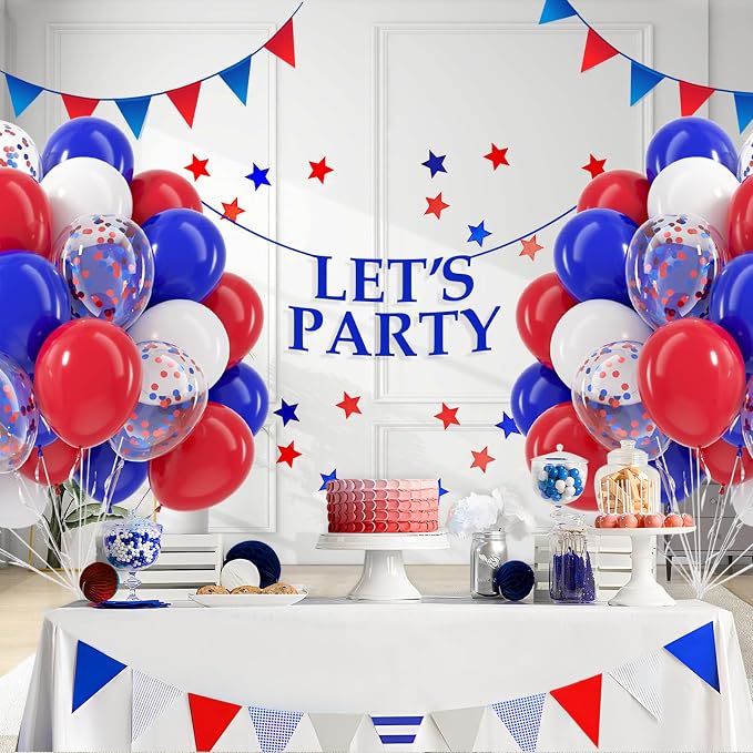 BAUANOOY Red White and Blue Balloons - Image 4
