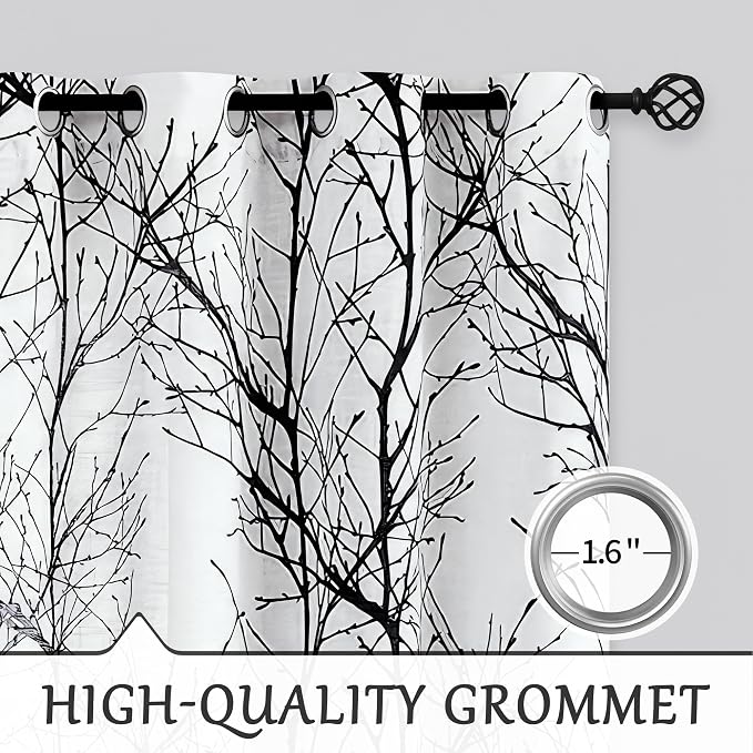 FMFUNCTEX Linen Black White Semi Sheer Patio Curtains 96 Inch Long 1 Panel | - Image 6
