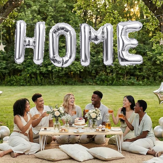 40 Inch Silver HOME Balloons, Large Silver Letter Foil Balloon - Image 6