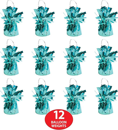 Beistle 50804 12-Piece LB Metallic Wrapped Balloon Weights, Light Blue - Image 4