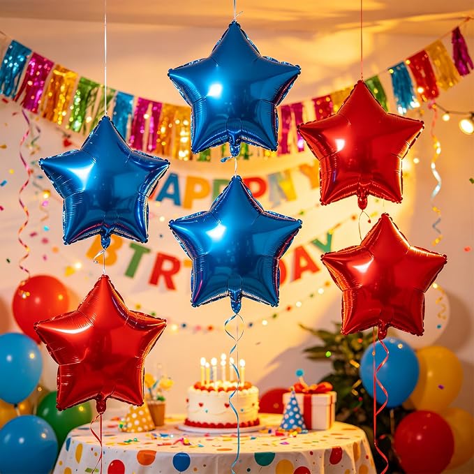 Red Blue Star Balloons 18 Inch - Image 8