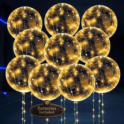 LED Light Up Balloons 10 Pcs, 20 Inch Clear Balloons by Tesorrio