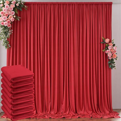40ft x 10ft Wrinkle Free Red Backdrop Curtains by Outpain