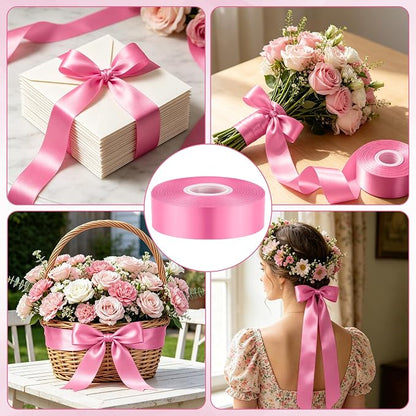 30Yards 1In Hot Pink Satin Ribbon - Image 4