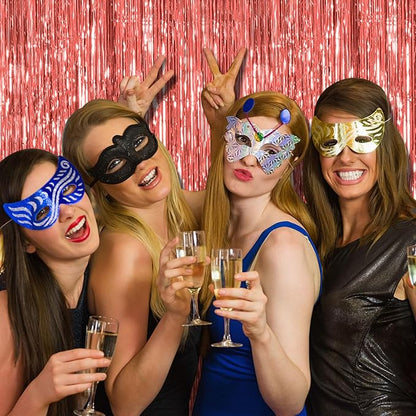 10 Pack Rose Gold Fringe Curtain Backdrop Birthday Bachelorette Party - Image 5