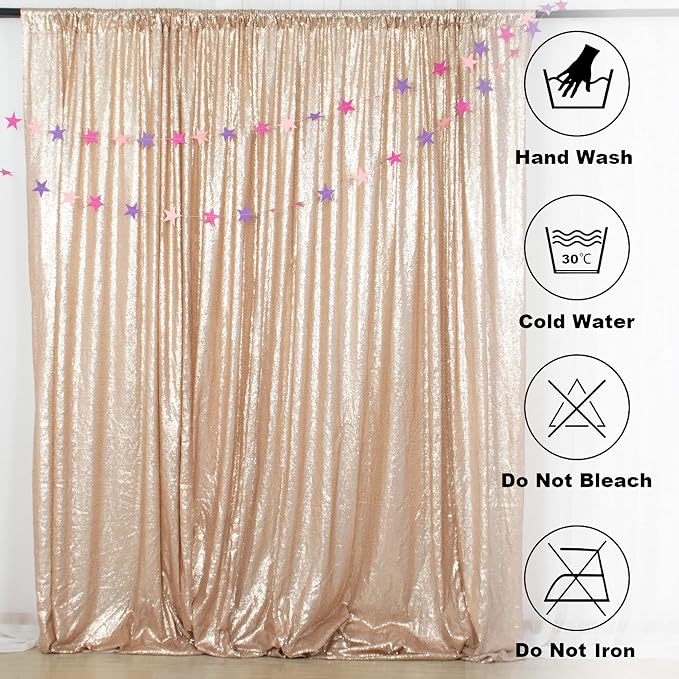 ShinyBeauty PHOTOBOOTH Backdrop Best Choice 4FTx7FT Champagne Sequin Fabric - Image 6