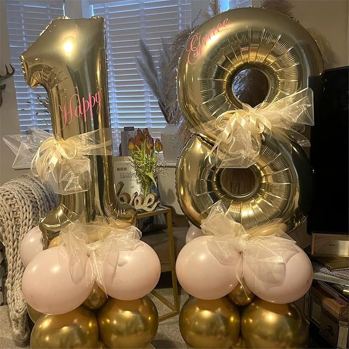 80th Birthday Balloons Champagne Gold - Image 3