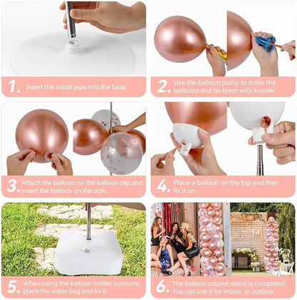 2 Sets Rose Gold Balloon Column Stand Kit - Image 5