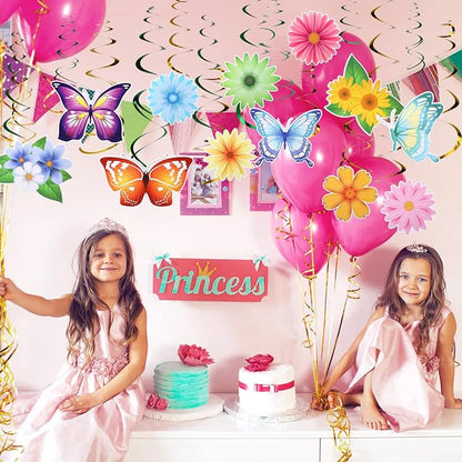 36 Pcs Spring Summer Butterfly Flower Party Decoration Hanging Ceiling Swirl - Image 5