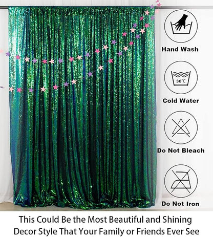 ShinyBeauty Sequin Backdrop 10x10FT Iridescent Green | Glitter Photo Background - Image 7