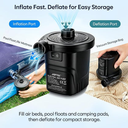 AGPTEK Rechargeable Air Pump, 4000mAh Quick-Fill Inflator Deflator, 3 Nozzles | - Image 5