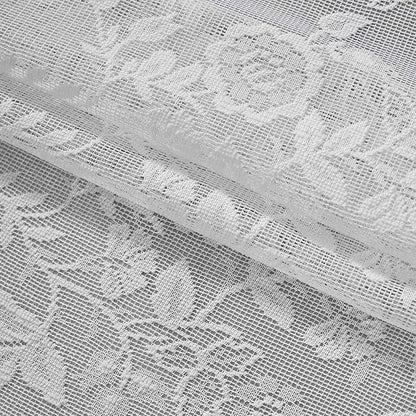 FINECITY White Lace Curtains Rustic Leaf Floral 42 x 84 Inch, 2 Panels | Rod - Image 8