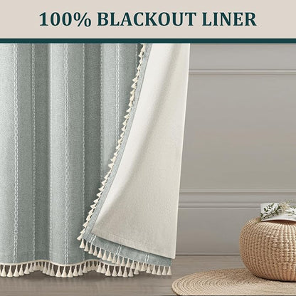 Teal 100% Boho Blackout Curtains 84 Inch 2 Panels - Image 7