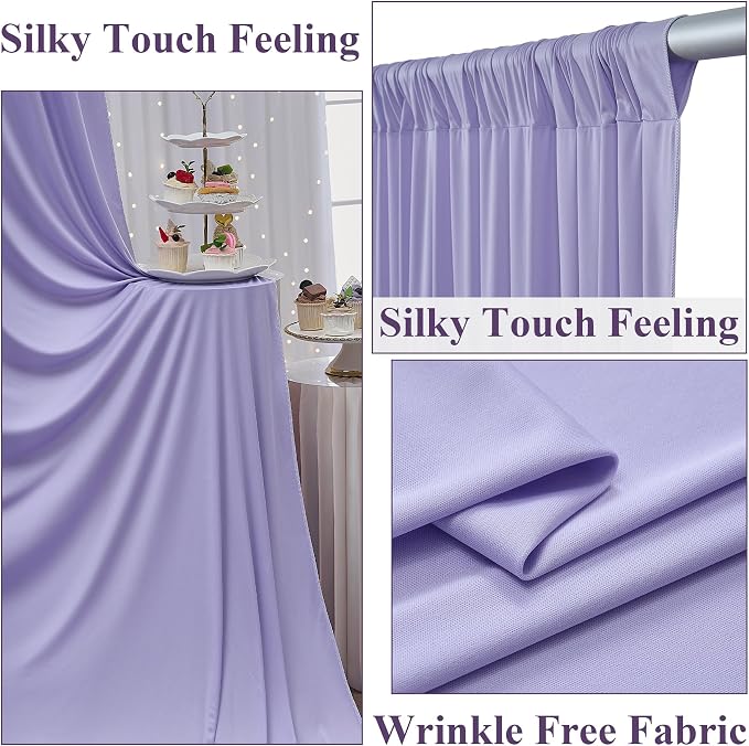 40ft x 10ft Wrinkle Free Lavender Backdrop Curtains - Image 2