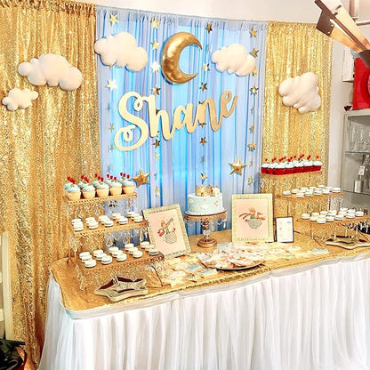 Gold Sequin Backdrop Curtains Party Photo Glitter Drapes 2 Pcs 2FTx8FT | - Image 3