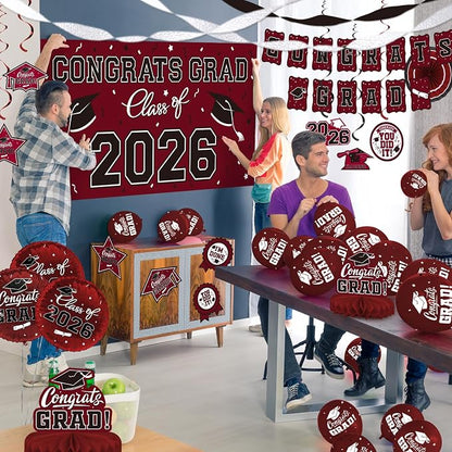 Maroon Themed 2026 Graduation Decorations Set - Image 4