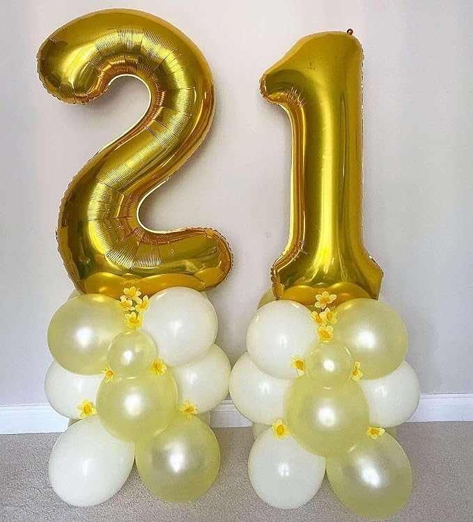 Gold 24 Number Balloons, 40 Inch Giant Number 24 Balloons Foil Mylar Helium - Image 6