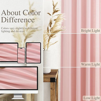 Pink Linen Curtains 90 Inch Long 2 Panels Set - Image 3
