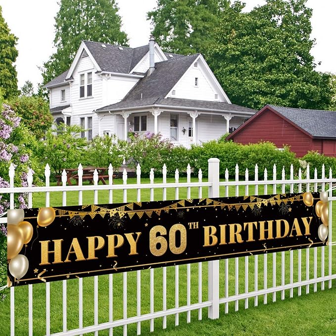 Large Happy 60th Birthday Decoration Banner, 60th Birthday Party Decorations - Image 5