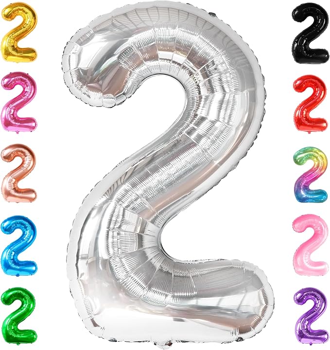 KatchOn Silver Number 2 Balloon 40 Inch 2nd Birthday Decorations by KatchOn