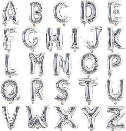 TONIFUL Fat Silver Letter Balloons 2 Set 16 Inch A-Z Custom Alphabet Banner | by TONIFUL