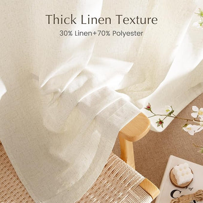NICETOWN Thick Linen Blend Curtains Flax Textured - Image 4
